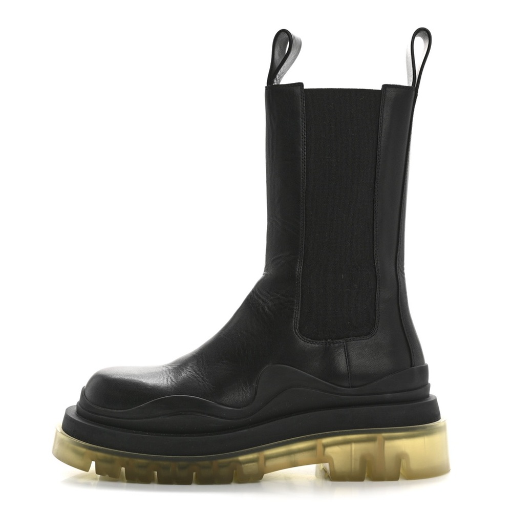 Bottega Veneta Black tire Chelsea Boots with transparent soles
